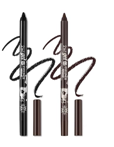 Eyeliner Stift, Waterproof Crème Glatt Metallisch Lidschattenstift,2 Stück Eyeliner Lippen Liner Augenschatten Augenbrauen Bleistifte Stift Augen Make-up (01 Schwarz & 06 Braun) von SHANJIA