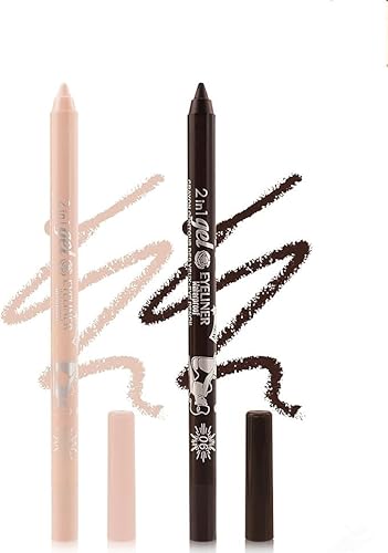 Eyeliner Stift, Waterproof Crème Glatt Metallisch Lidschattenstift,2 Stück Eyeliner Lippen Liner Augenschatten Augenbrauen Bleistifte Stift Augen Make-up (03Nackt + 06Braun) von SHANJIA