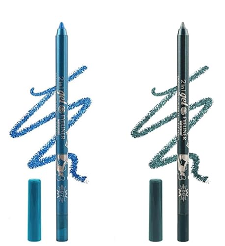 Eyeliner Stift, Waterproof Crème Glatt Metallisch Lidschattenstift,2 Stück Eyeliner Lippen Liner Augenschatten Augenbrauen Bleistifte Stift Augen Make-up (07 Blau & 09 Kaltblau) von SHANJIA