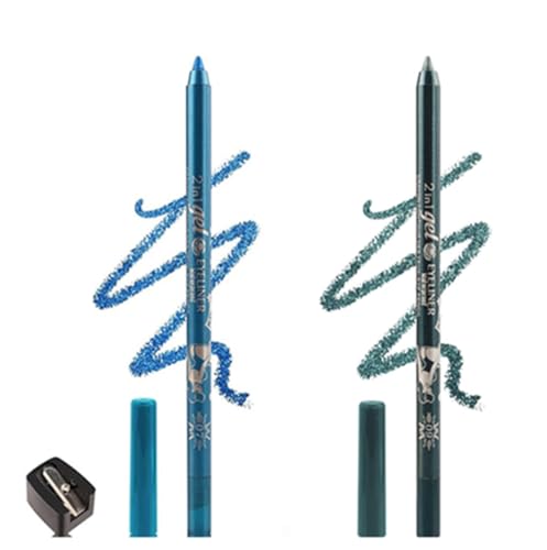 Eyeliner Stift, Waterproof Crème Glatt Metallisch Lidschattenstift,2 Stück Eyeliner Lippen Liner Augenschatten Augenbrauen Bleistifte Stift Augen Make-up (07 Blau & 09 Kaltblau) von SHANJIA