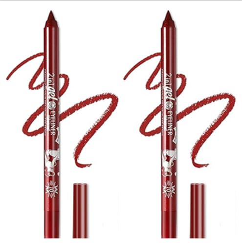 Eyeliner Stift, Waterproof Crème Glatt Metallisch Lidschattenstift,2 Stück Eyeliner Lippen Liner Augenschatten Augenbrauen Bleistifte Stift Augen Make-up (10 Rot & 10 Rot) von SHANJIA