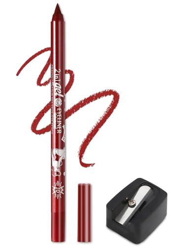 Eyeliner Stift, Waterproof Long Lasting Liner Stick, Crème Glatt Metallisch Lidschattenstift, Eyeliner Lippen Liner Augenschatten Augenbrauen Bleistifte Stift Augen Make-up (10# Rot) von SHANJIA