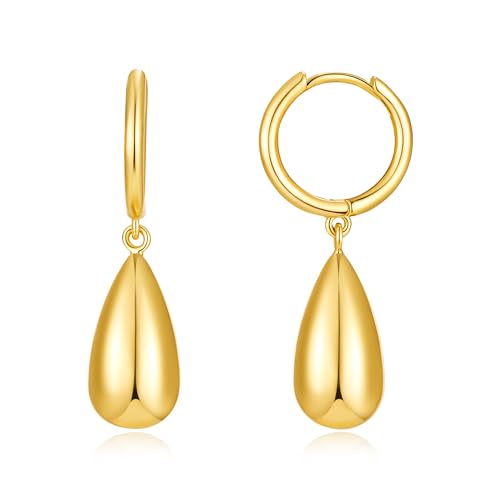 18 Karat vergoldete Ohrringe in Tropfenform für Damen, minimalistische kleine Huggie-Ohrringe mit Tropfen-Charms, modern, klobig, Wassertropfen 18 Karat vergoldete Ohrringe in Tropfenform für Damen, minimalistische kleine Huggie-Ohrringe mit Tropfen-Charms, modern, klobig, Wassertropfen von SHANTYSON