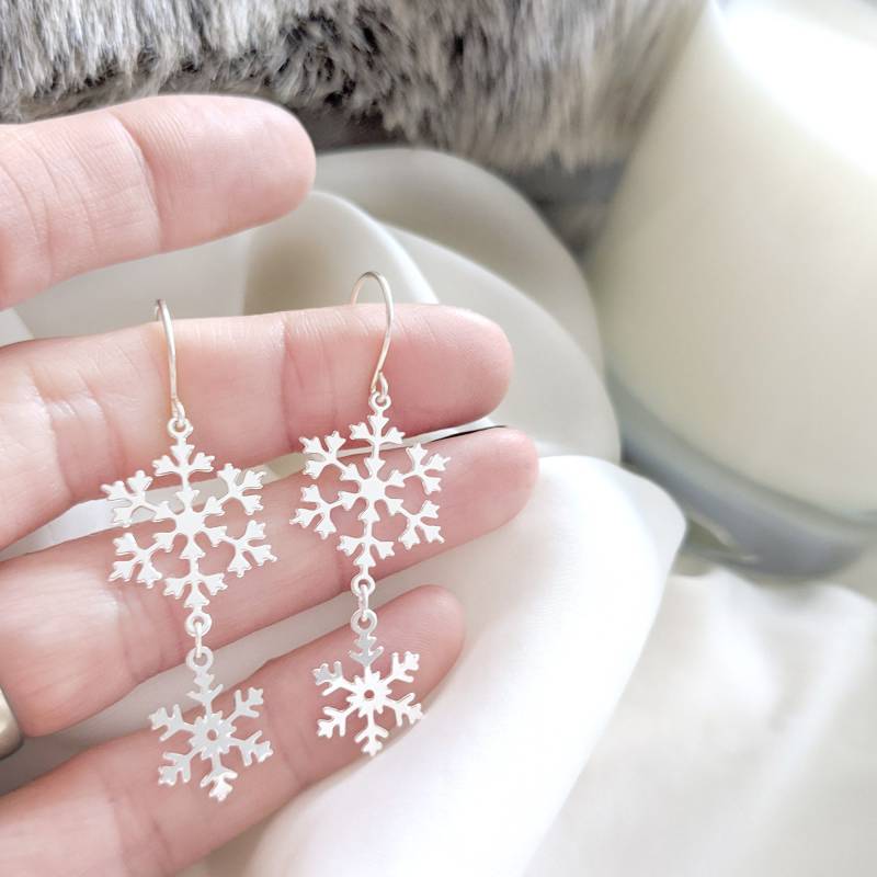 Schneeflocke Ohrringe, Baumeln Silber Schneeflocke, Geschenke, Winter Urlaub Weihnachtsgeschenke Für Sie von SHANYDESIGNSTUDIO