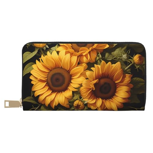 Mit der gelben Sonnenblumen-Ledergeldbörse, Unisex, lang, Business-Reißverschluss, mehrere Kartenfächer, großes Fassungsvermögen, modisch, lässig, Geldbörse Mit der gelben Sonnenblumen-Ledergeldbörse, Unisex, lang, Business-Reißverschluss, mehrere Kartenfächer, großes Fassungsvermögen, modisch, lässig, Geldbörse von SHANYU