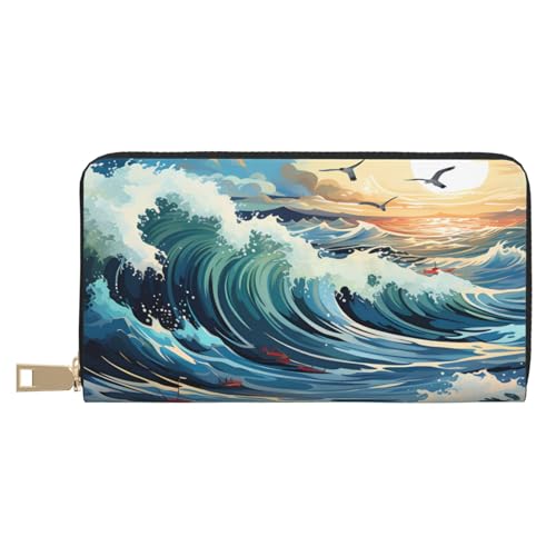 Wave Sailboat Möwe Leder Geldbörse Unisex Lange Geldbörse Business Reißverschluss Mehrere Kartenfächer Große Kapazität Mode Casual Wallet Wave Sailboat Möwe Leder Geldbörse Unisex Lange Geldbörse Business Reißverschluss Mehrere Kartenfächer Große Kapazität Mode Casual Wallet von SHANYU
