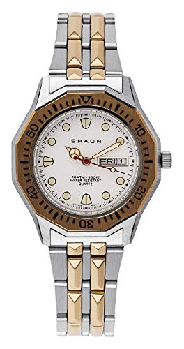 Shaon Herren Analog Quarz Uhr mit Edelstahl Armband 28-8002-18 von SHAON