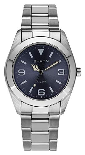 Shaon Herren Analog Quarz Uhr mit Edelstahl Armband 22-7121-98 von SHAON