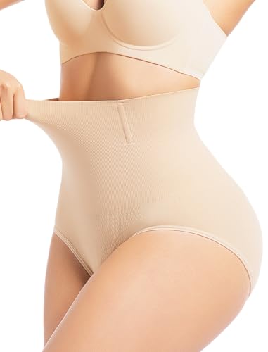 SHAPEMAX Shapewear Damen Bauchweg Unterhose Miederhose Hohe Taille Miederslips Body Shaper Unterwäsche Beige XL von SHAPEMAX