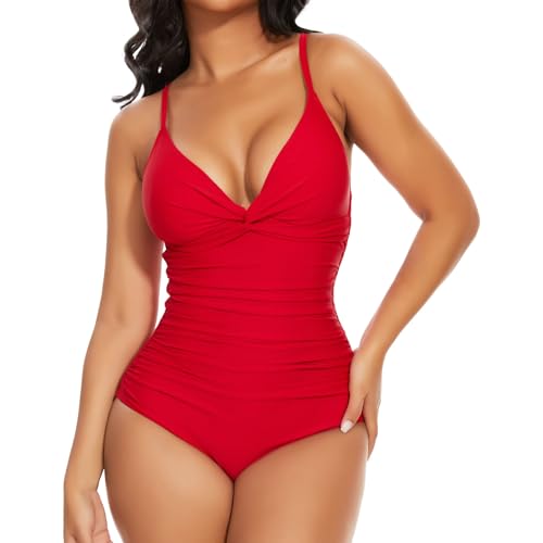 SHAPERIN Badeanzug Bauchweg Shapewear Damen V Ausschnit Einteilige Bademode Monikini Badebekleidung Swimsuits Tummy Control Women Rot X-Large SHAPERIN Badeanzug Bauchweg Shapewear Damen V Ausschnit Einteilige Bademode Monikini Badebekleidung Swimsuits Tummy Control Women Rot X-Large von SHAPERIN