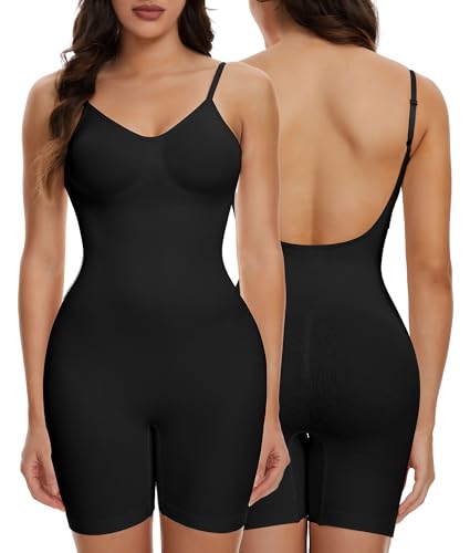 SHAPERIN Bodysuits Figurformender Shapewear Damen Rückenfrei Body Shaper Bauchweg Formend Miederbody Tummy Control Shape Up Full Body Women Schwarz L von SHAPERIN