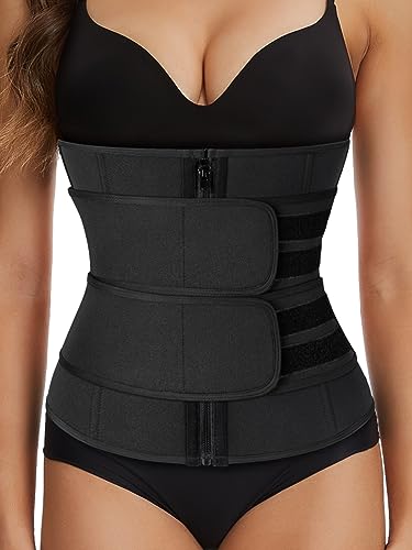 SHAPERIN Damen Korsett Waist Trainer Taillentrainer Bauchweg Gürtel Stark Formend Cincher Unterbust Korsage Body Shaper Shapewear mit Reißverschluss Schwarz M von SHAPERIN