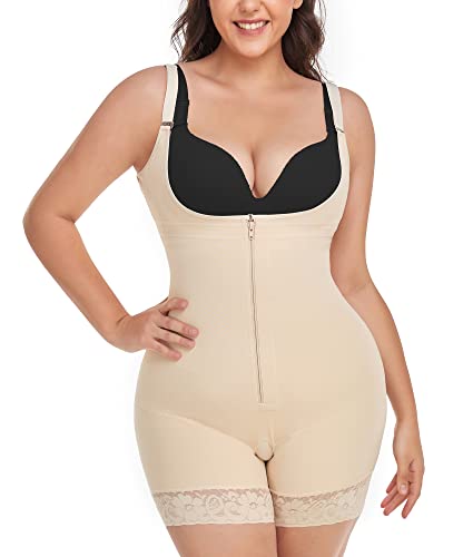 SHAPERIN Shapewear Bauchweg Damen Stark Formend Body Figurformender Fajas Colombianas Body Shaper Postpartum Beige XL von SHAPERIN