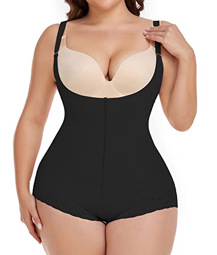 SHAPERIN Shapewear Bauchweg Damen Stark Formend Body Figurformender Fajas Colombianas Body Shaper Postpartum Schwarz 2XL von SHAPERIN