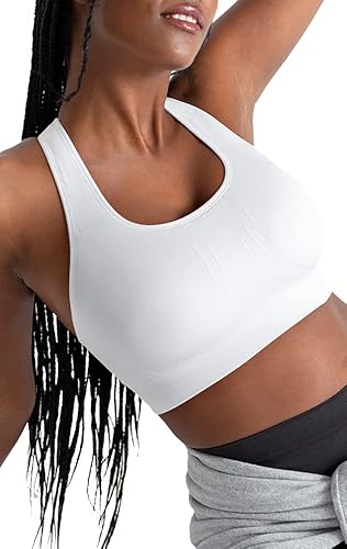 SHAPERMINT Nahtloser Racerback kabelloser Sport-BH für Damen mit abnehmbaren Cups | niedrige Kompression Damen Workout-Tops, Weiss/opulenter Garten, small von SHAPERMINT