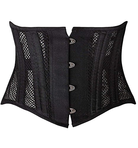 Camellias Corsets, Damen-Korsett mit 26 Stahlstäben, knapper Torso, hochwertige Qualität, Taillen-Trainer zum Abnehmen Gr. Small, schwarz (netzstoff) von SHAPERX