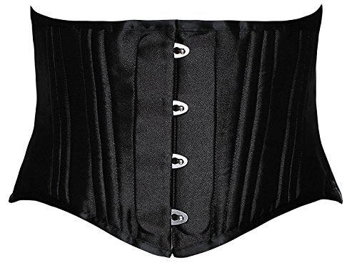 SHAPERX Damen 26 Stahl Gebohrt Korsett Unterbrust Lace-Up Kurzen Torso Shaper Korsage Heavy Duty Waist Cincher Corsage Top, UK-DT1934-Black-3XL von SHAPERX