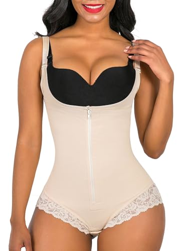SHAPERX Damen-Formwäsche, Bauchkontrolle, Fajas Colombianas, Bodyshaper mit offener Brust, für einen schlankeren Körper - Beige - XX-Large von SHAPERX