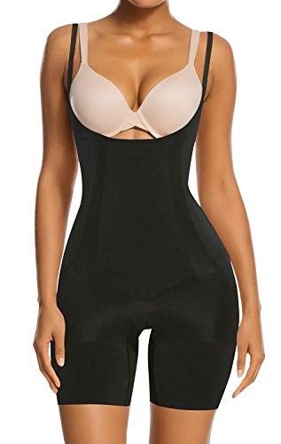 SHAPERX Damen Shapewear Bauchweg Bodysuit Fajas Colombianas Body Shaper Figurformender Formende Abnehmen Shaping Bodysuit, UK-SZ2490293-Black-3XL von SHAPERX