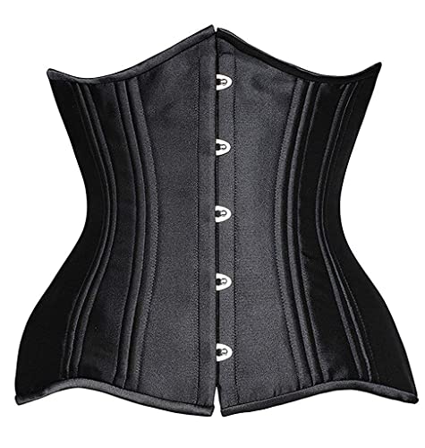 SHAPERX Damen Waist Training Cincher Shaper Korsage 24 Doppelte Stahl Korsett Heavy Duty Unterbrust Corsage, UK-DT1971-Black-2XL von SHAPERX