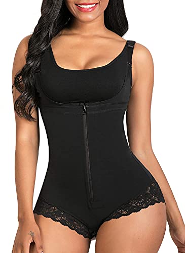 SHAPERX Shapewear Bauchweg Body Shaper Figurformender Formende Fajas Colombianas Shaping Bodysuit, UK-SZ7200-Black-4XL von SHAPERX