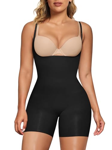 SHAPERX Shapewear Damen Body Figurformende Bodywäsche Miederbody Stark Formend Shaping Bodysuit, UK-SZ5258-2-Black-4XL/5XL von SHAPERX