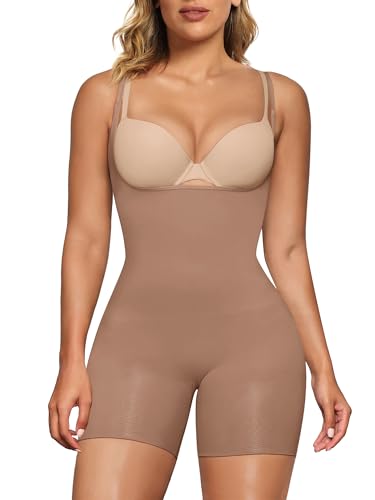 SHAPERX Shapewear Damen Body Figurformende Bodywäsche Miederbody Stark Formend Shaping Bodysuit, UK-SZ5258-2-Sienna-S/M von SHAPERX