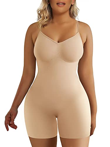 SHAPERX Shapewear für Damen Figurformender Body Shaper Bauchweg Formende Bodys Abnehmen Shaping Bodysuit, UK-SZ5218-Beige-4XL von SHAPERX