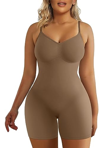 SHAPERX Shapewear für Damen Figurformender Body Shaper Bauchweg Formende Bodys Abnehmen Shaping Bodysuit, UK-SZ5218-Brown-XXS/XS von SHAPERX