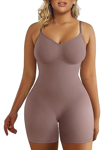 SHAPERX Shapewear für Damen Figurformender Body Shaper Bauchweg Formende Bodys Abnehmen Shaping Bodysuit, UK-SZ5218-Umber-XXS/XS von SHAPERX