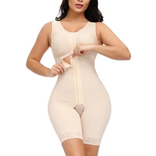 SHAPSHE Body Shaper Damen Bauchweg Figurformender Shapewear Po Push up Miederbody Stark Formend Waist Trainer Bodysuit Corsage Bauchweg Fajas Colombianas Beige XL von SHAPSHE