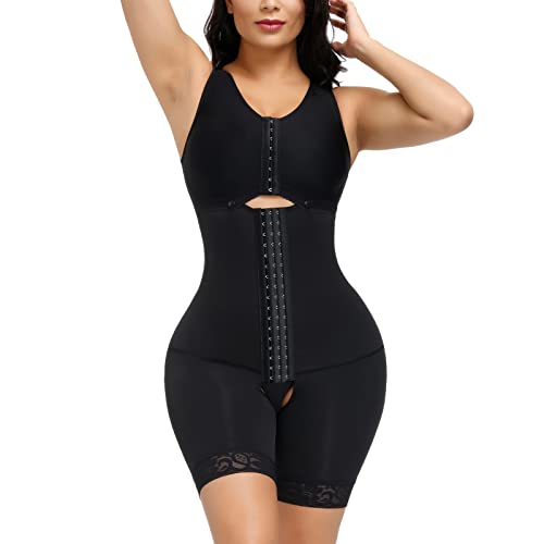 SHAPSHE Body Shapewear Damen Bauchweg Miederbody Stark Formend Shape up Bodysuit Figurformende Unterwäsche Waist Trainer Bauchweg Korsage Faja Postpartum Korsett Schwarz XL von SHAPSHE