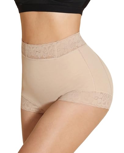 SHAPSHE Bauchweg Unterhose Damen Shapewear Butt Lifter Miederhose Miederpants Figurformende Bauchkontrolle Miederpants BBL Shorts Unterwäsche Body Shaper Höschen für Frauen Beige XXL von SHAPSHE