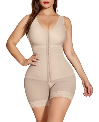 SHAPSHE Damen Formende Bodys Bauchweg Shapewear mit 3 Reihen Haken Figurformender Fajas Colombianas Stark Formend Bein Shaping Taillerformer Po Push Up Miederbody Body Shaper Bodysuit von SHAPSHE