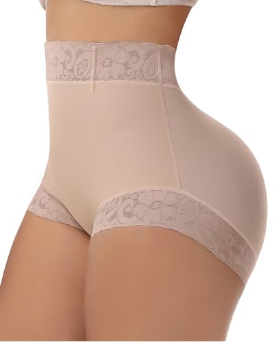 SHAPSHE Fajas Colombianas Moldeadoras Bauchkontrolle Shapewear Shorts Butt Lifter Höschen Slimming Body Shaper Unterwäsche, Hellbraun, X-Large von SHAPSHE