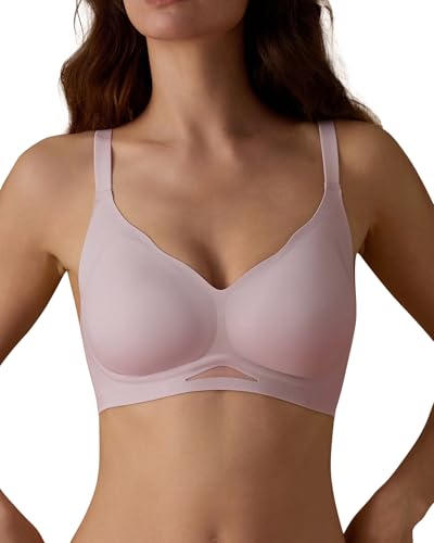 SHARICCA Damen BH Ohne Bügel Bequemer Nahtloser BHS T-Shirts Push Up V-Ausschnitt Weicher Gepolstert Bustier Seamless Bra mit Verstellbaren Trägern(Lila-1P02-S) von SHARICCA