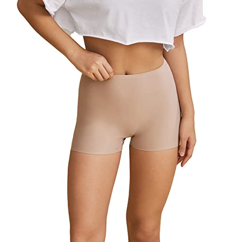 SHARICCA Damen Shorts Radlerhose Unterhose Hotpants Kurze Hose Hohe Taille Boxershorts aus Viskose (Beige, L-2) von SHARICCA
