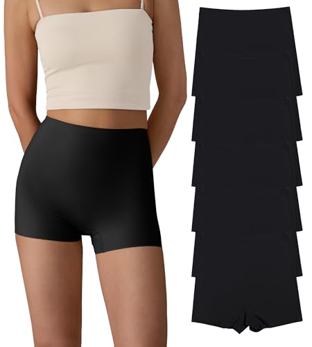 SHARICCA Damen Shorts Radlerhose Unterhose Hotpants Kurze Hose Hohe Taille Boxershorts aus Viskose 6er Pack (6Pack Schwarz, S) von SHARICCA