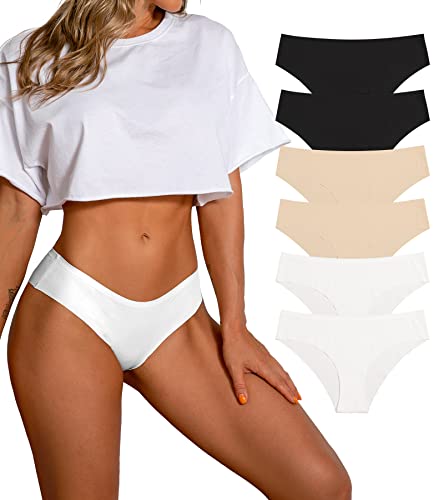 SHARICCA Damen Unterhosen Nahtlos Atmungsaktiv Stretch Damen Slips Hipster Bequeme Unterwäsche für Frauen Mehrpack (6er Pack-Mehrfarbig-06, L) von SHARICCA