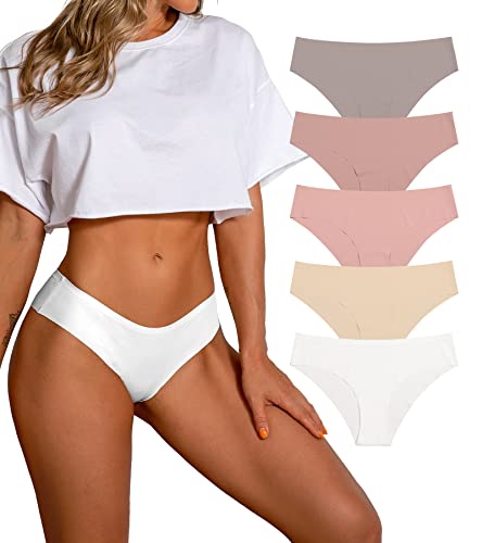 SHARICCA Damen Unterhosen Nahtlos Atmungsaktiv Stretch Damen Slips Hipster Bequeme Unterwäsche für Frauen Mehrpack (5er Pack-Mehrfarbig-01, L) von SHARICCA