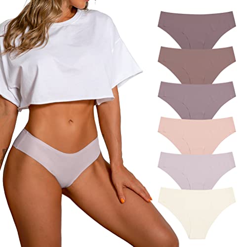 SHARICCA Damen Unterhosen Nahtlos Atmungsaktiv Stretch Damen Slips Hipster Bequeme Unterwäsche für Frauen Mehrpack (6er Pack-Mehrfarbig-12, L) von SHARICCA