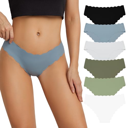 SHARICCA Hipster Damen Nahtlose Slips Damen Seamless Slips Unterwäsche Panties für Damen Nahtlos Brazilian Style (Mehrfarbig-5P06A L) von SHARICCA