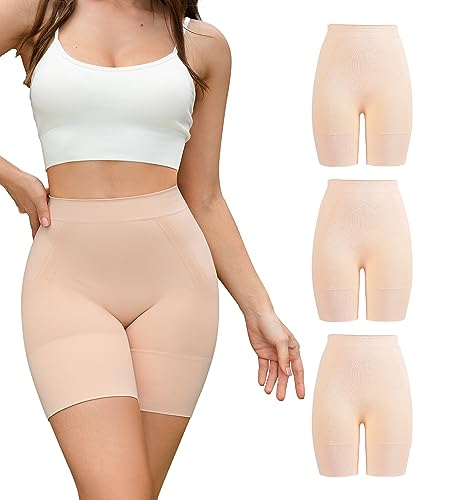 SHARICCA Nahtlos Damen Unterhosen Radlerhose Hohe Taille Boxershorts für Yoga Fitness Täglich Tragen (3P01-Mehrfarbig, XL) von SHARICCA