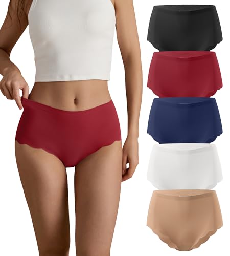 SHARICCA Nahtlos Slips Unterwäsche Damen Hohe Taille Bequeme Seamless Hipster Slips No Show Unterhosen Damen Panties Mehrpack (Mehrfarbig-5P08-2XL) von SHARICCA