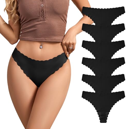 SHARICCA Nahtlos Unsichtbarer Tangas Unterwäsche Frauen No Show Thong mit Niedriger Taille Seamless Slips Höschen Weich Panties Set(Mehrfarbig-6P02,2XL) von SHARICCA