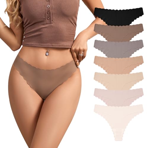 SHARICCA Nahtlose Unterwäsche Damen Seamless Strings Tangas für Damen Hipster Slips Sexy Bequem Unterwäsche Thongs Mehrfarbig S-XL(Mehrfarbig-7P01,M) von SHARICCA