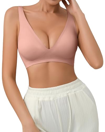 SHARICCA Nahtloser BH Wattierter BH Seamless Damen Ohne Bügel Haltungskorrektur BH Tshirt mit zusätzlicher BH-Verlängerung Sommer(BierPink-1P03-L) von SHARICCA