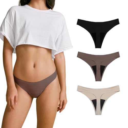 SHARICCA Perioden Unterwäsche Periodenunterschwäsche String Tanga Perioden Tanga Starke Blutung Damen Menstruation Unterwäsche Brazilian (Mehrfarbig-3P09, S) von SHARICCA