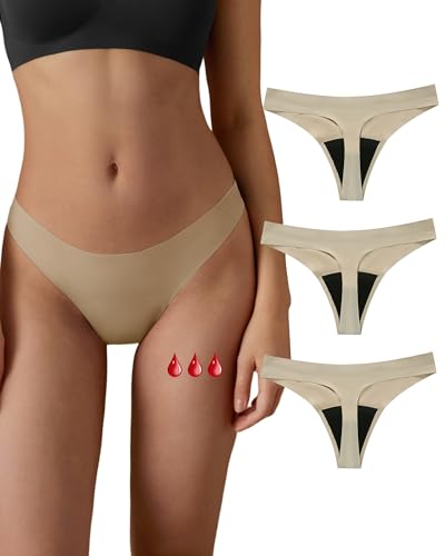 SHARICCA Perioden Unterwäsche Thongs Unterhosen Absorbierend Menstruation Sporty Unterwäsche für die Mädchen Periode 3er Pack (Mehrfarbig-02, XXL) von SHARICCA