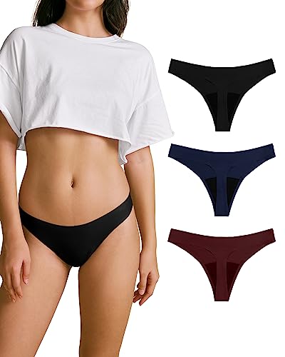 SHARICCA Perioden Unterwäsche Thongs Unterhosen Absorbierend Menstruation Sporty Unterwäsche für die Mädchen Periode 3er Pack (Mehrfarbig-06, M) von SHARICCA